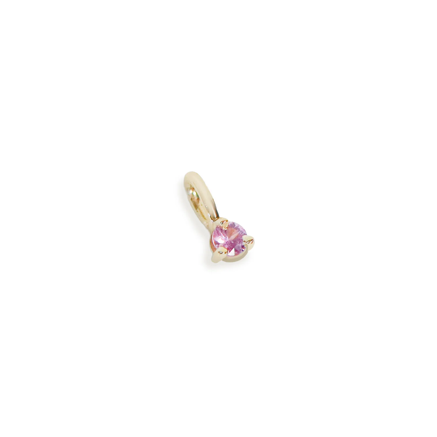 Three Claw Mini Pink Sapphire Charm in Yellow Gold