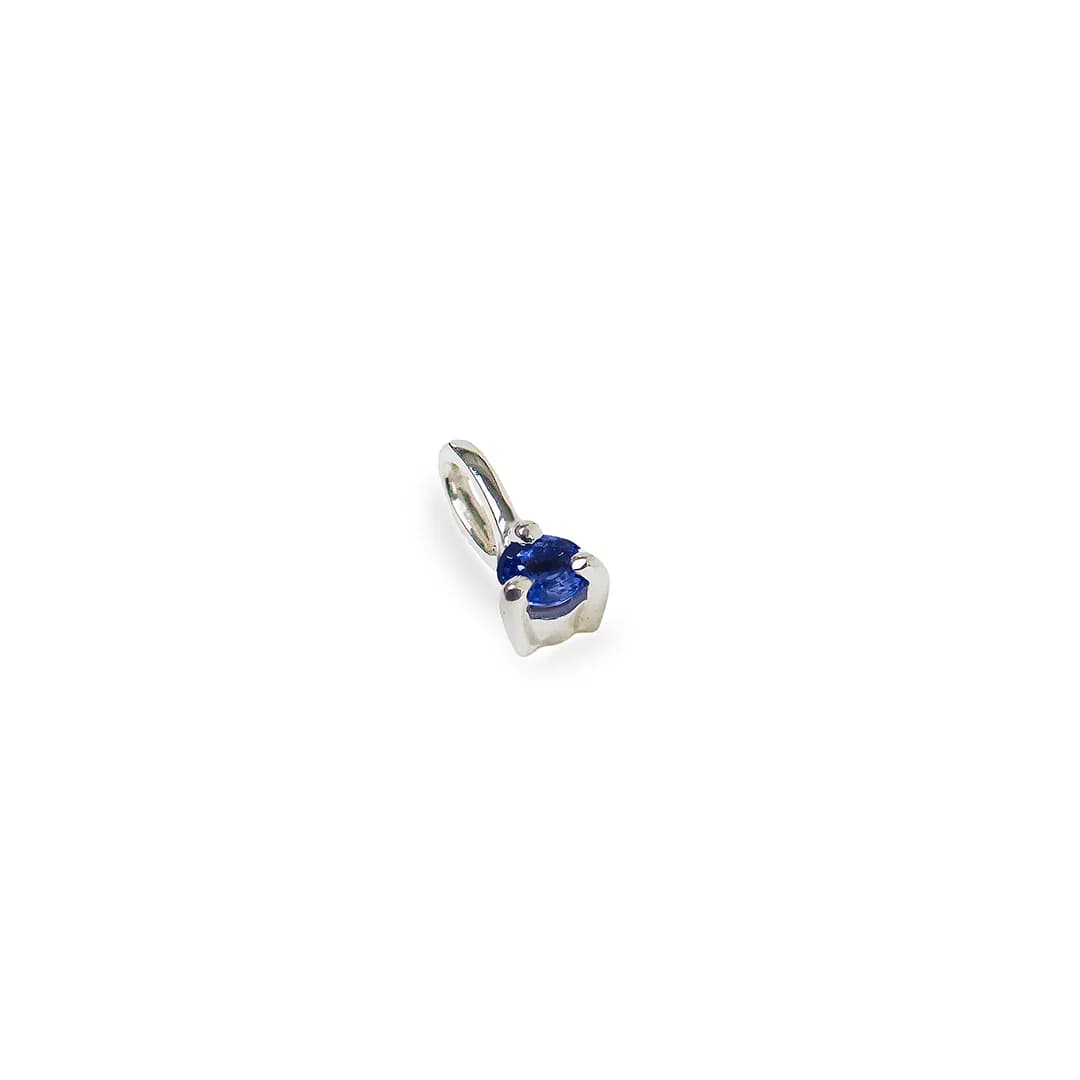Three Claw Mini Sapphire Pendant Charm in Silver