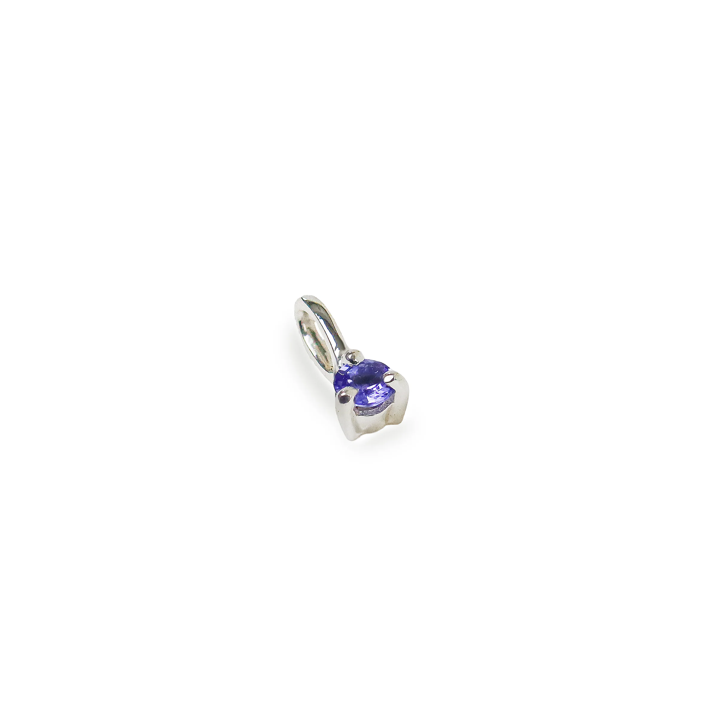 Three Claw Mini Tanzanite Pendant Charm in Silver