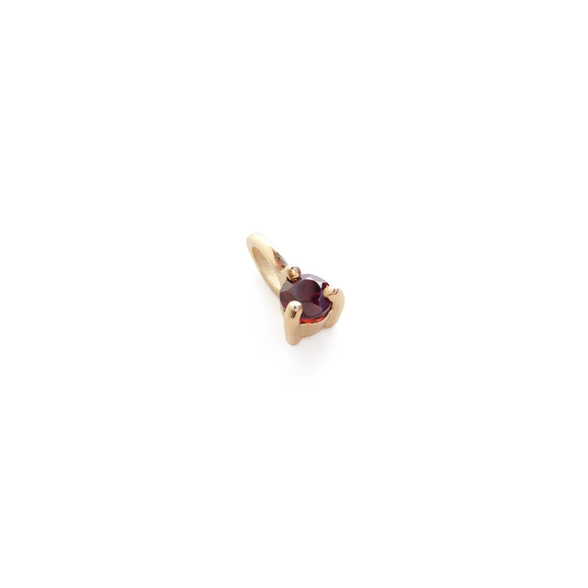 Three Claw Mini Garnet Pendant Charm in Yellow Gold