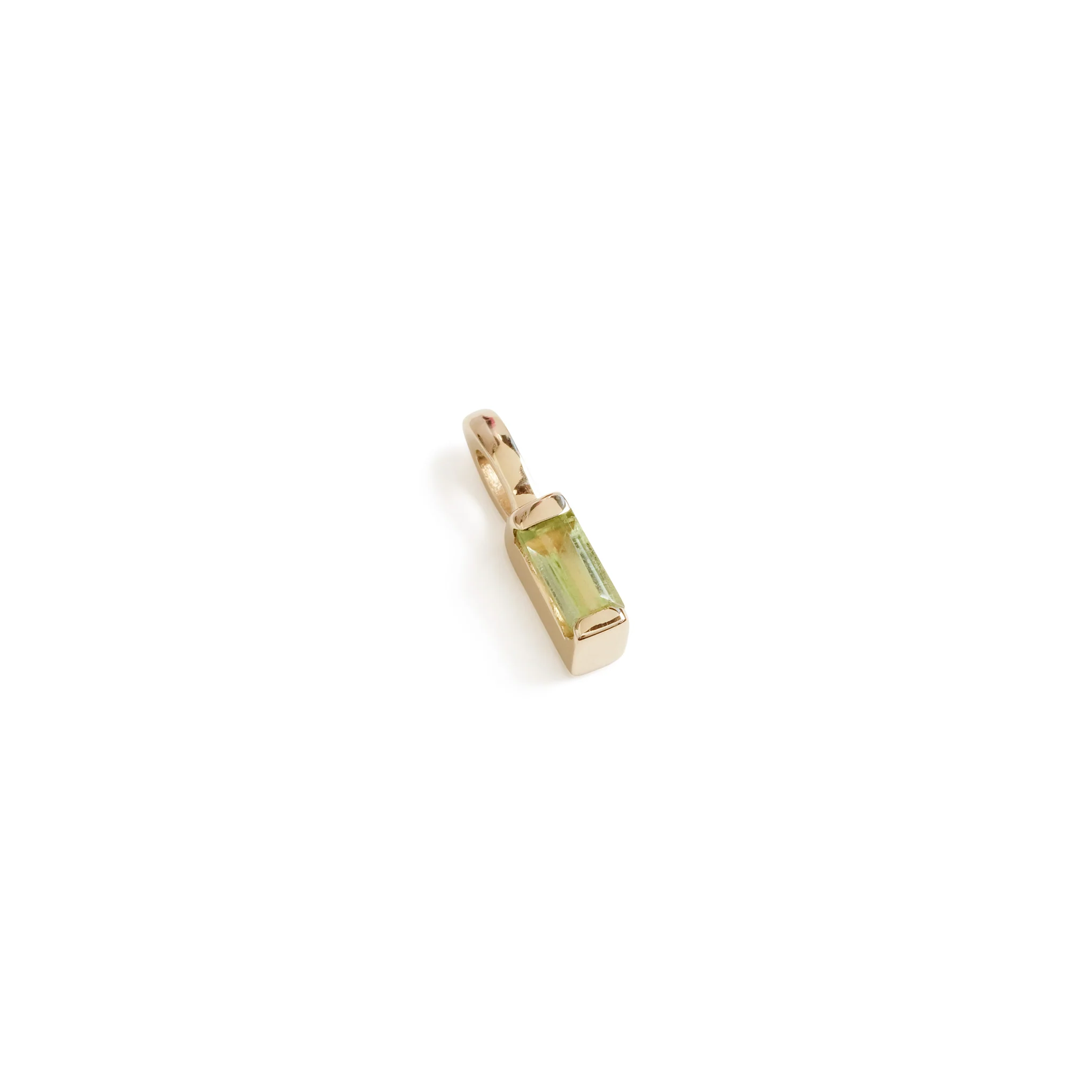Mini Baguette Peridot Pendant Charm in Yellow Gold