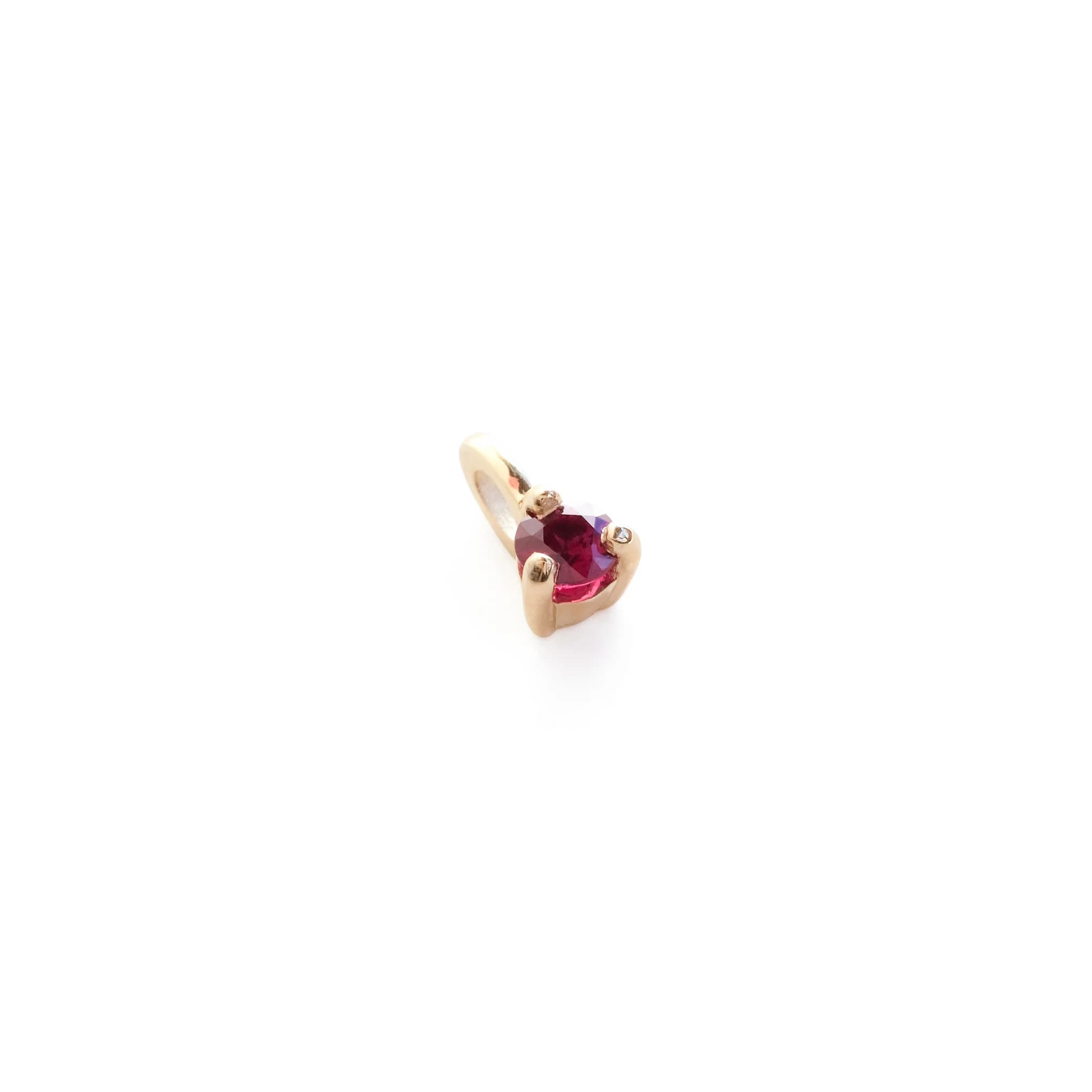 Three Claw Mini Ruby Pendant Charm in Yellow Gold