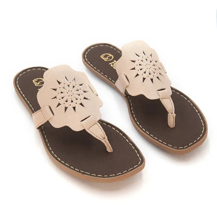 Lotus : Ladies Leather Sandal in Cream