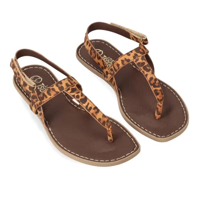 Orchid : Ladies Leather Sandal in Spotted Print