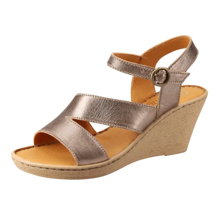 Blossom : Ladies High-Heeled Leather Sandal in Sabbia