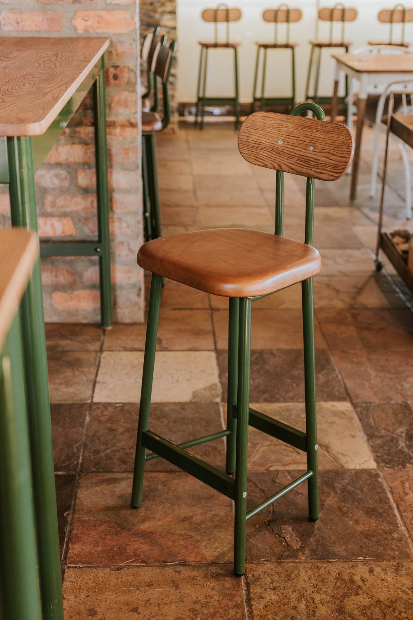 Osaka Bar Chair - Leather Seat - 680mm