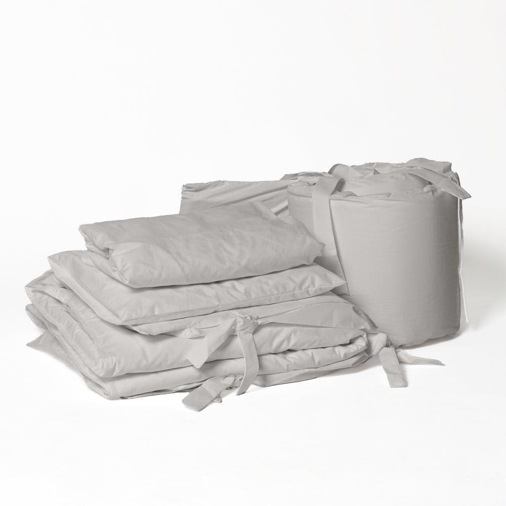 200 Thread Count 100% Cotton 7 Piece Cot Bedding Bundle Light Grey