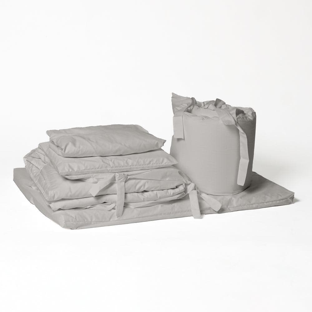 200 Thread Count 100% Cotton 9 Piece Cot Bedding Bundle (Large Change Mat) Light Grey