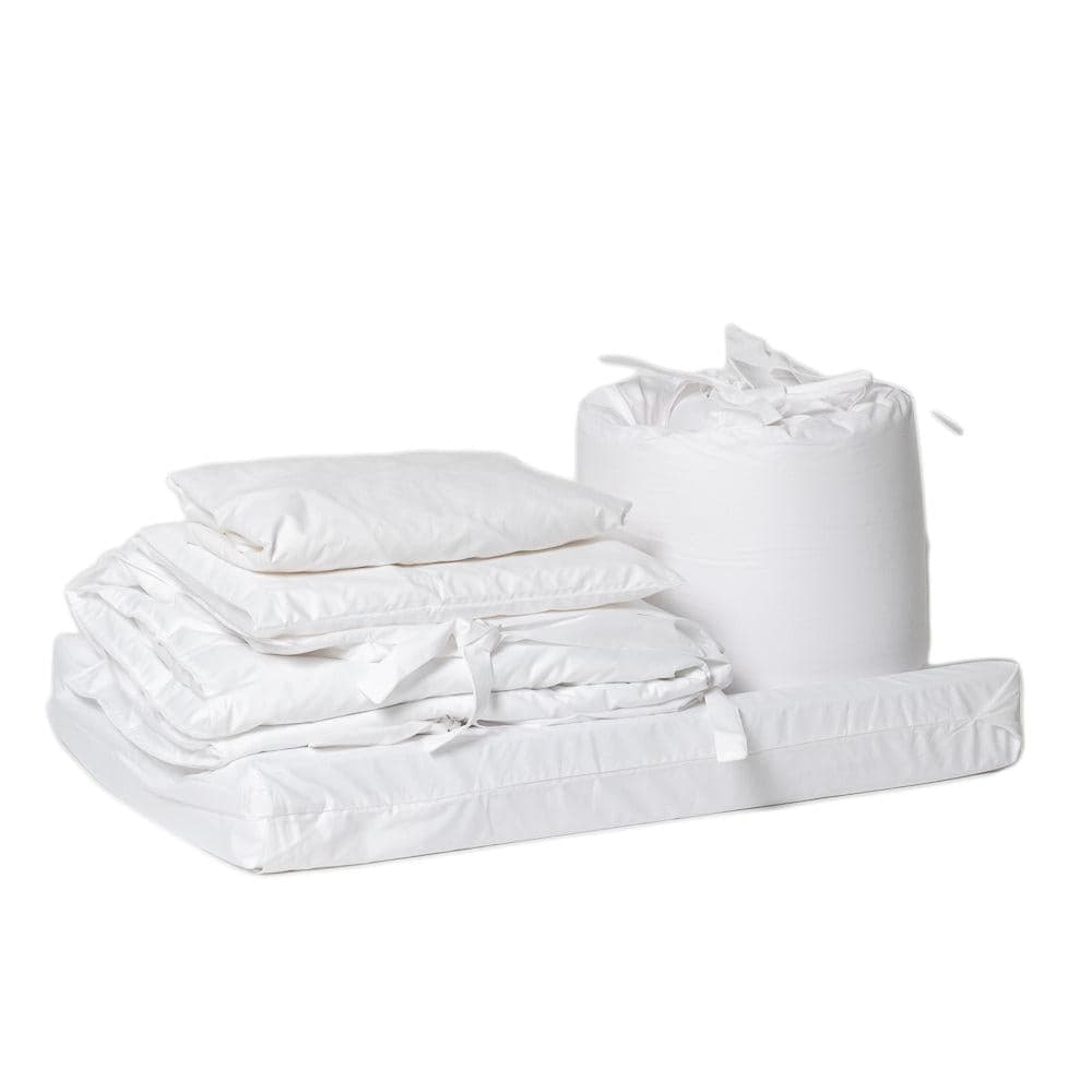 200 Thread Count 100% Cotton 9 Piece Cot Bedding Bundle (Standard Change Mat) White
