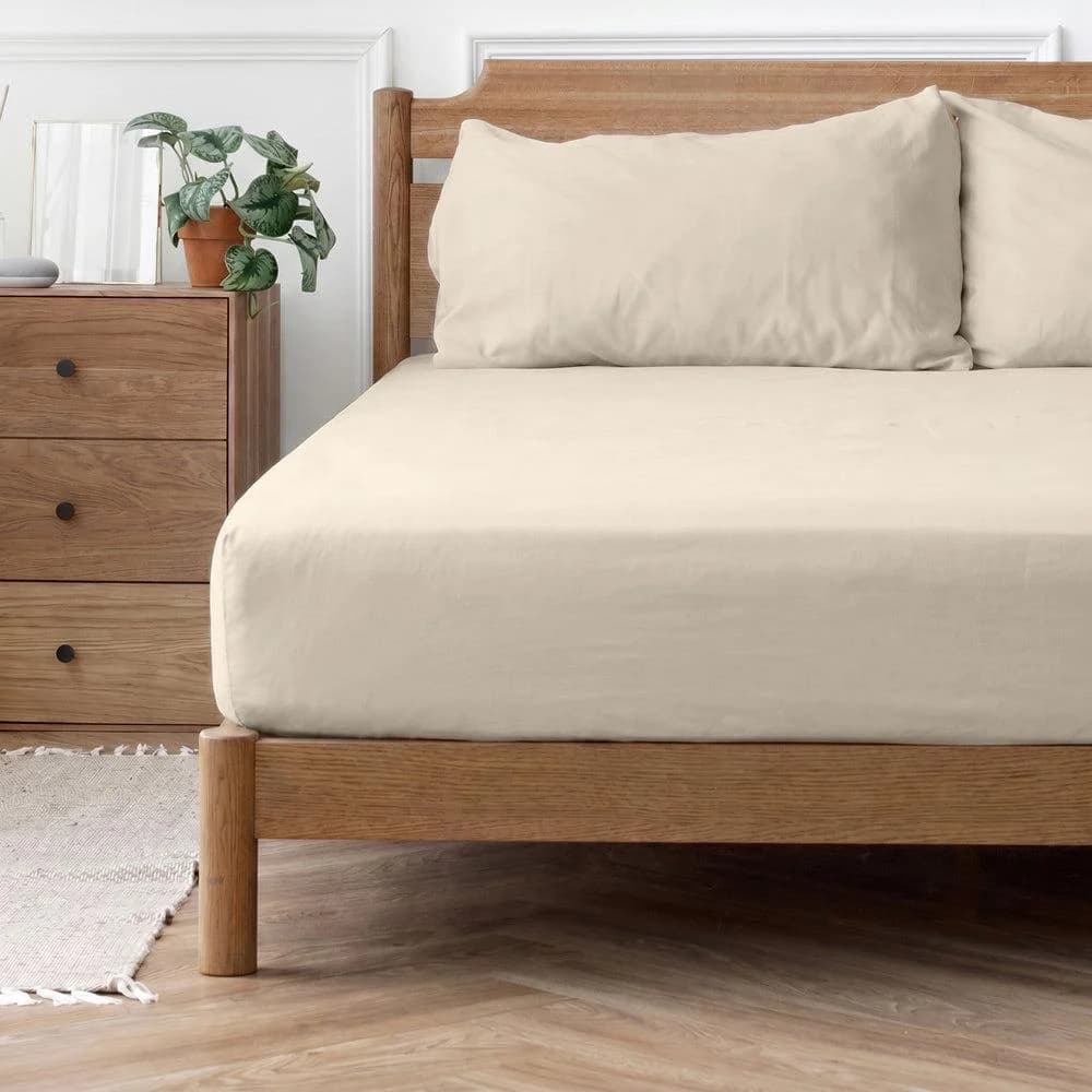 Easy Care 144 Thread Count Polycotton Fitted Sheet Stone