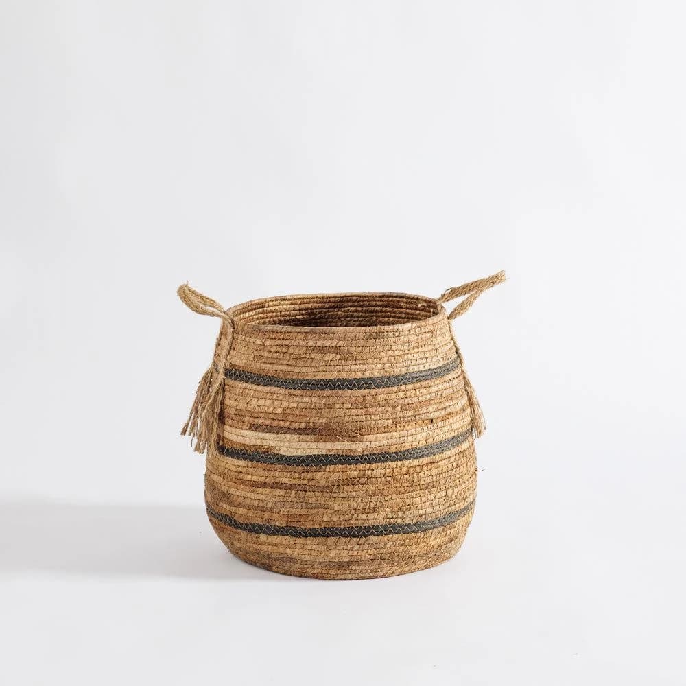 Home.Life Banana Leaf Black Stripe Basket Natural