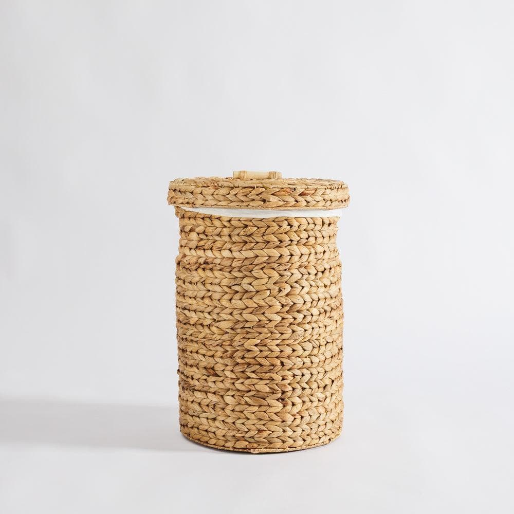 Home.Life Lined Oval with Hyacinth Hamper with Handles and Lid Natural