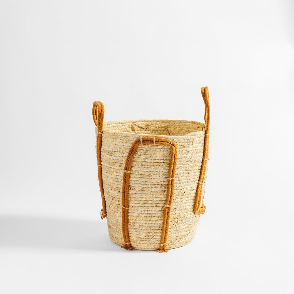 Home.Life Natural Corn Rope Handle Basket Walnut