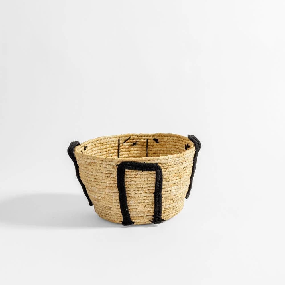 Home.Life Natural Corn Rope Handle Planter Basket Black