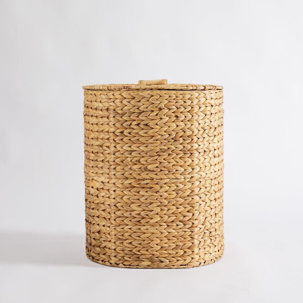Home.Life Oval with Hyacinth Hamper Wooden Handles with Lid Natural