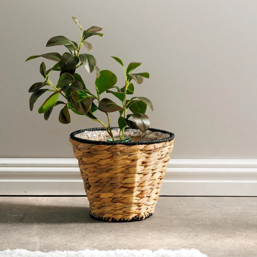 Home.Life Tapered with Hyacinth Lined Planter Basket Black