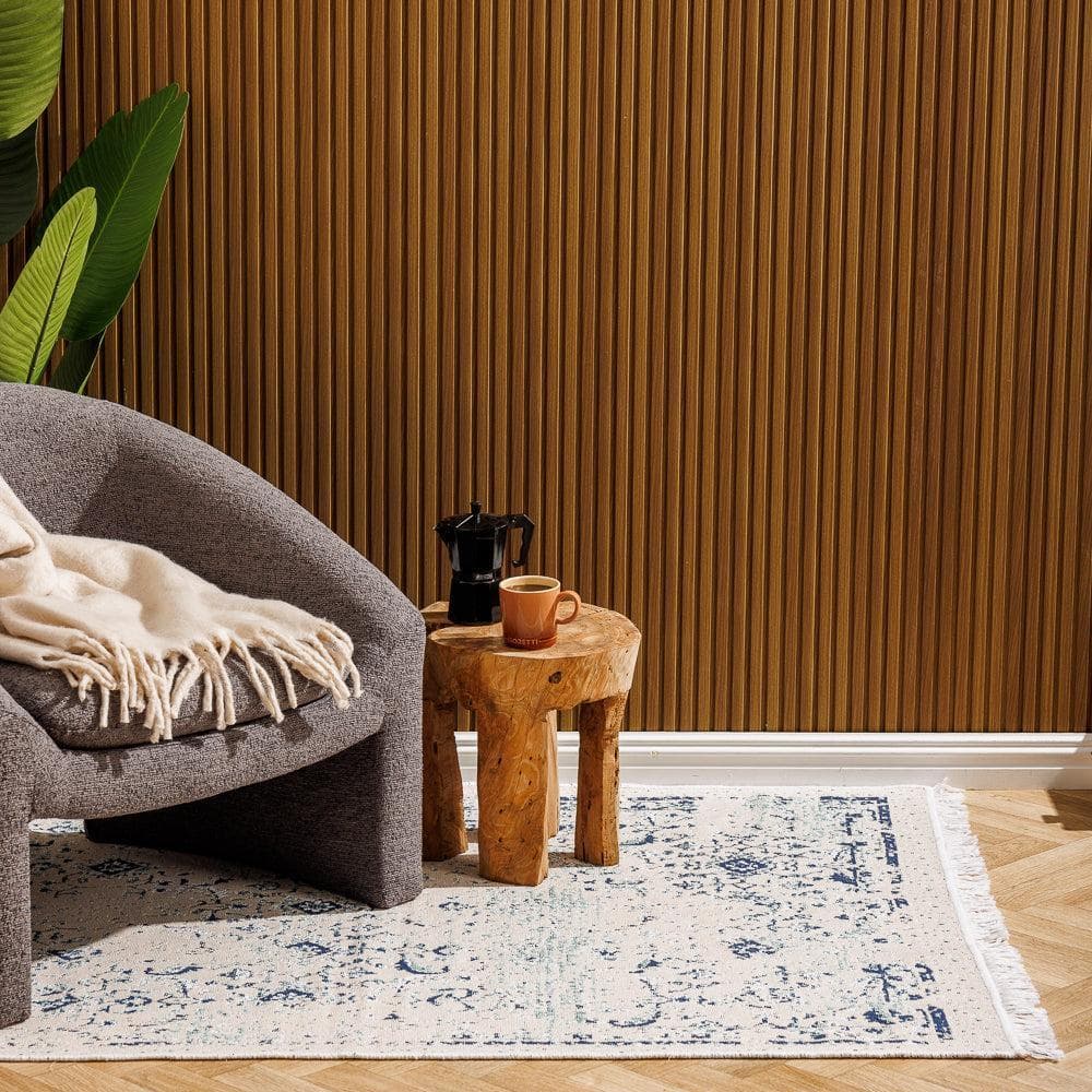 Mykonos Mediterranean Collection Jacquard Polycotton Carpet Blue