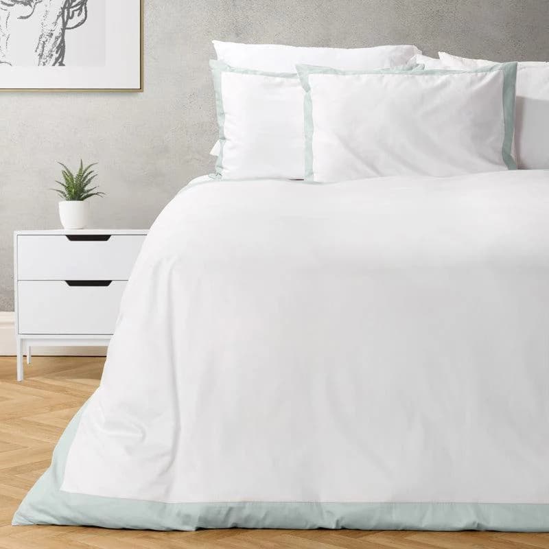 Whisper Soft Como 400 Thread Count Egyptian Cotton Contrast Border Duvet Cover Set Duck Egg