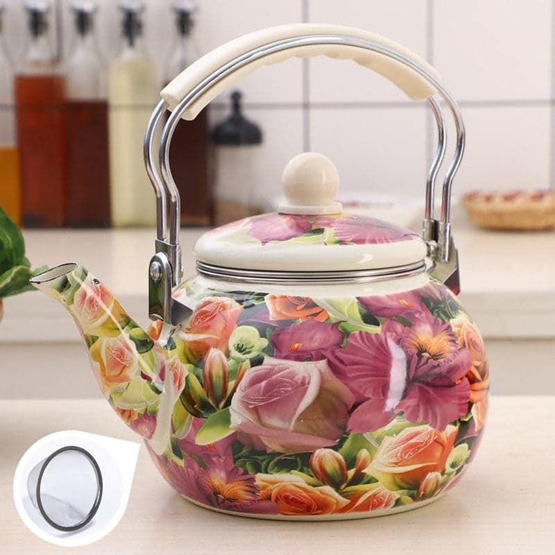 Agate Enamel Round Teapot 2.5LT with Strainer