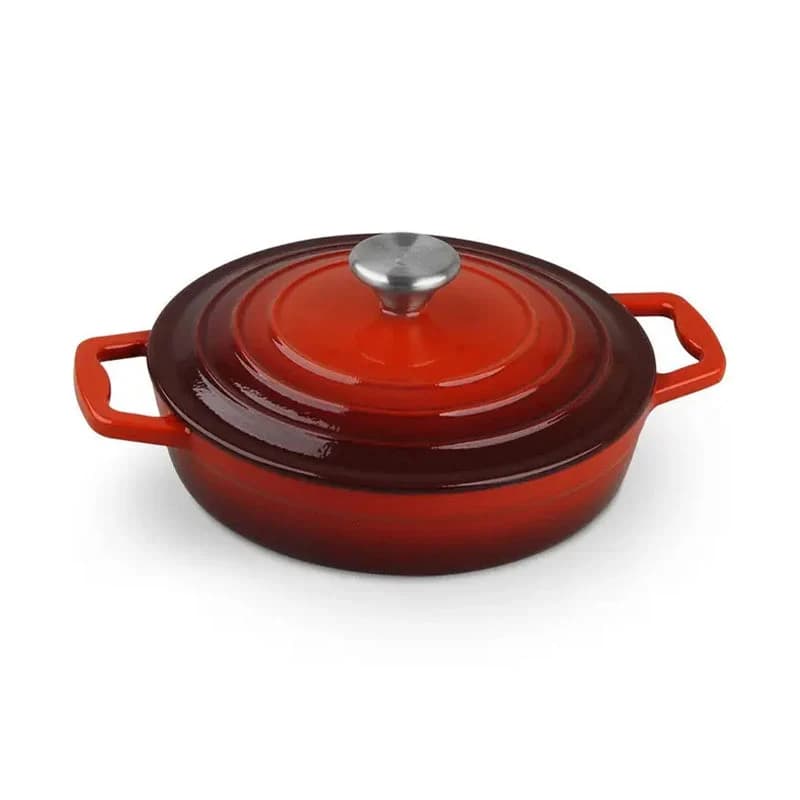 Cast Iron Shallow Casserole Dish 22cm 1.9L