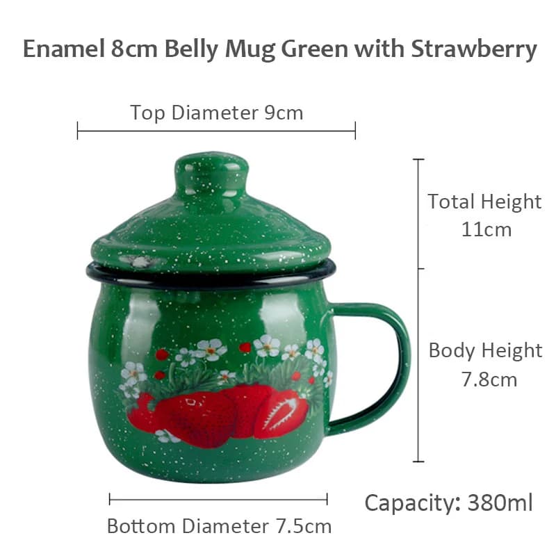 Enamel Belly Mug 8cm with Lid Decor