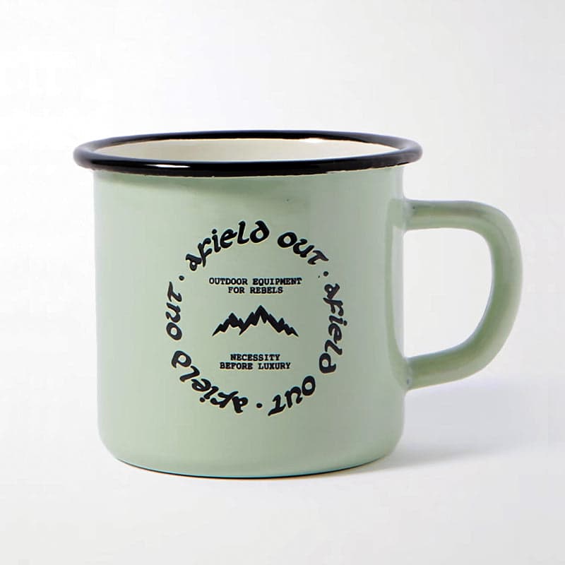 Premier Quality Color Enamel Mug 8cm Green Decorated
